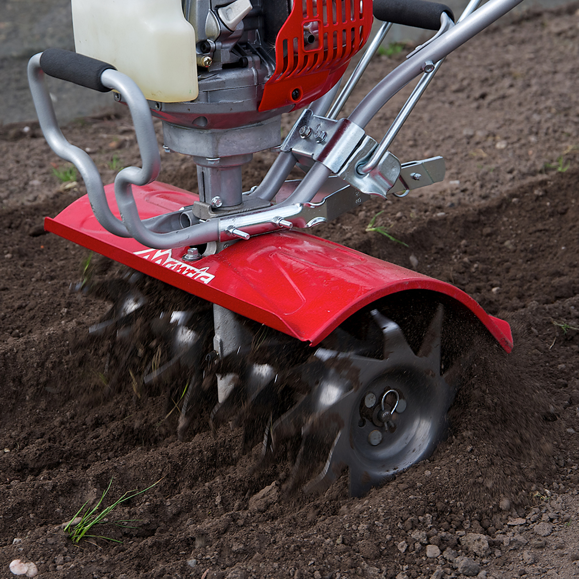 Mantis, 4-Cycle XP Tiller w/Kickstand || Honda GX35 engine, Max. Working Width 16 in, Engine Displacement 35 cc, Model# 7566A